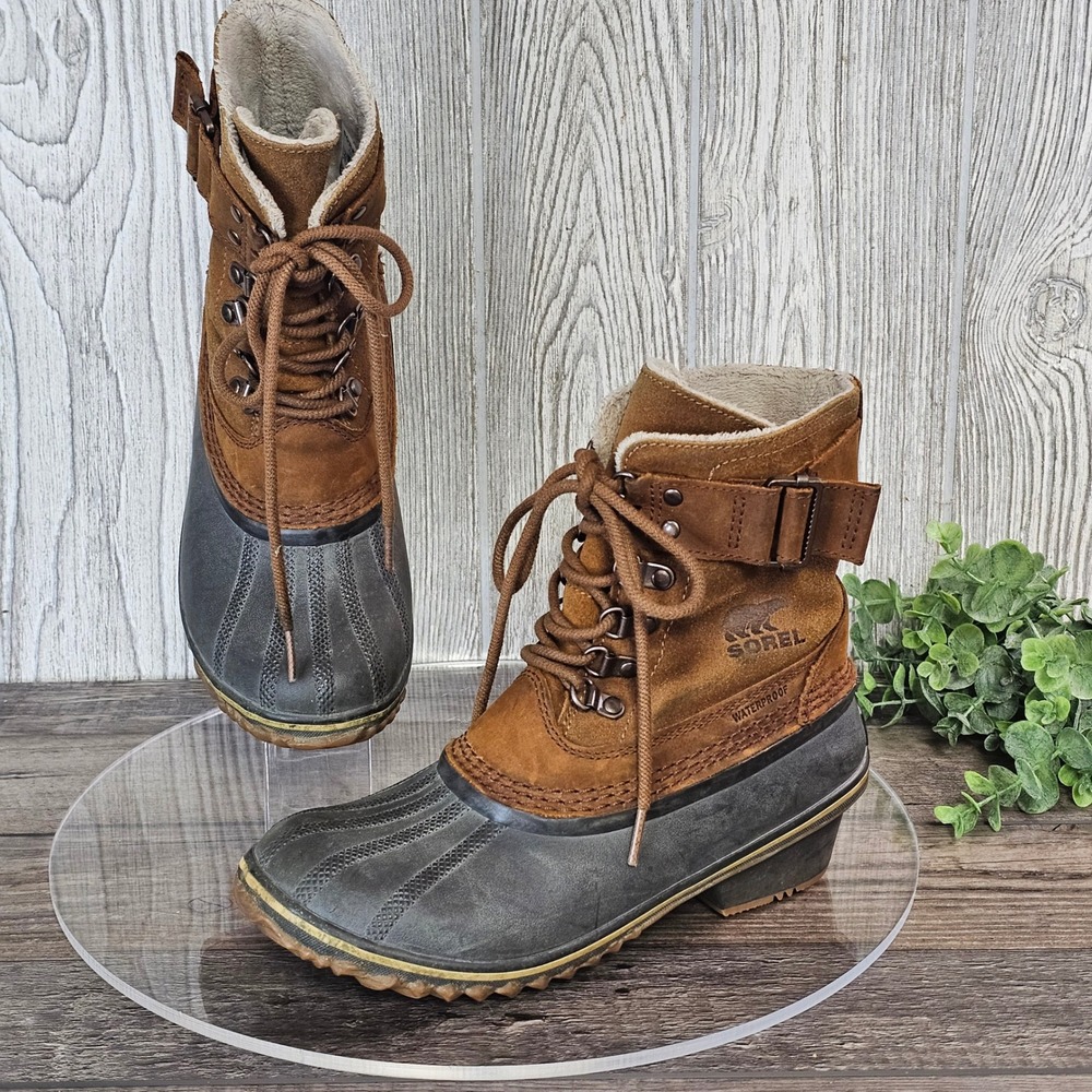 Sorel Waterproof Leather Duck Boots Women's Size 6.5 Insulated Winter NL2125-286